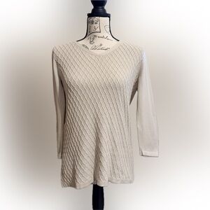 Talbots Tan Knit 3/4 Sleeve Sweater